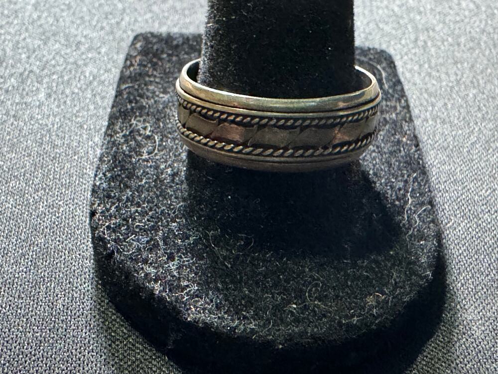 Vintage 925 Silver Dual Twisted Rope Mens Band Ring Size 11